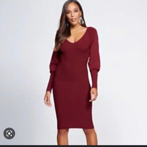 Gabrielle Union Maroon Sweater Dress - Picture 1 of 3